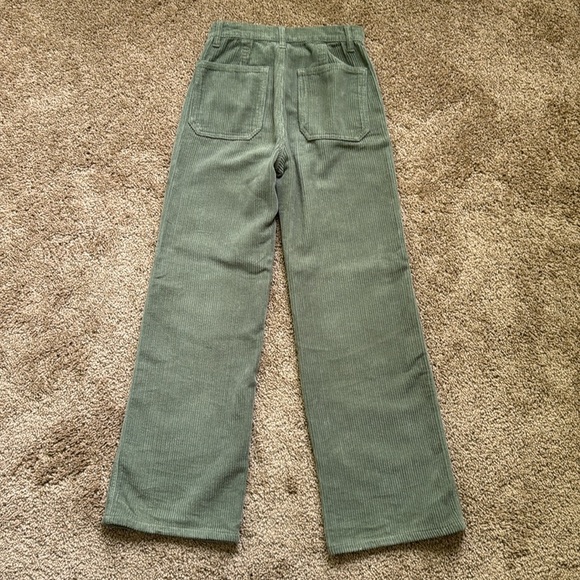 Reformation Peyton High Rise Bootcut Corduroy Pants Patch Pocket Green - Picture 3 of 8